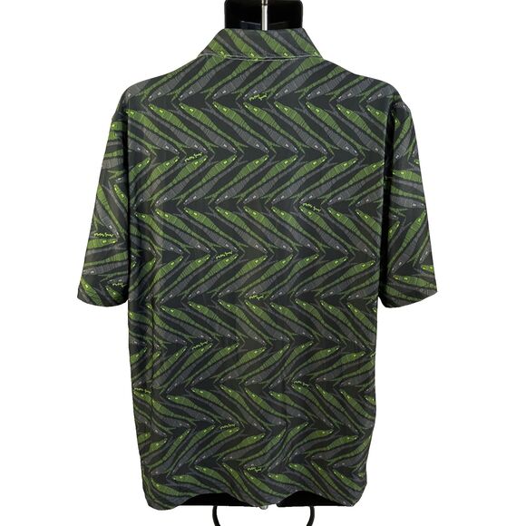 Googan Squad Polo SS Shirt Men's Large Gray Green Fishing Lure Active Stretch - Picture 3 of 6